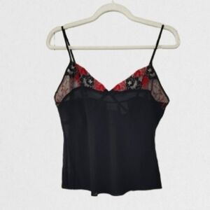 Like New Madison Studio Intimates Black and Red Lace Camisole Size Medium